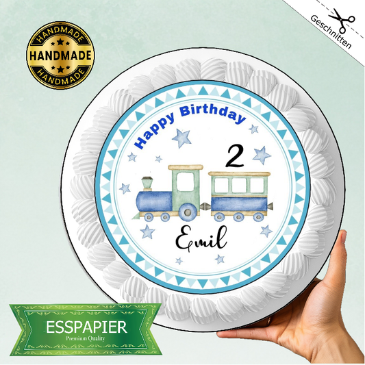 Tortenaufleger Zug mit Namen und Zahl