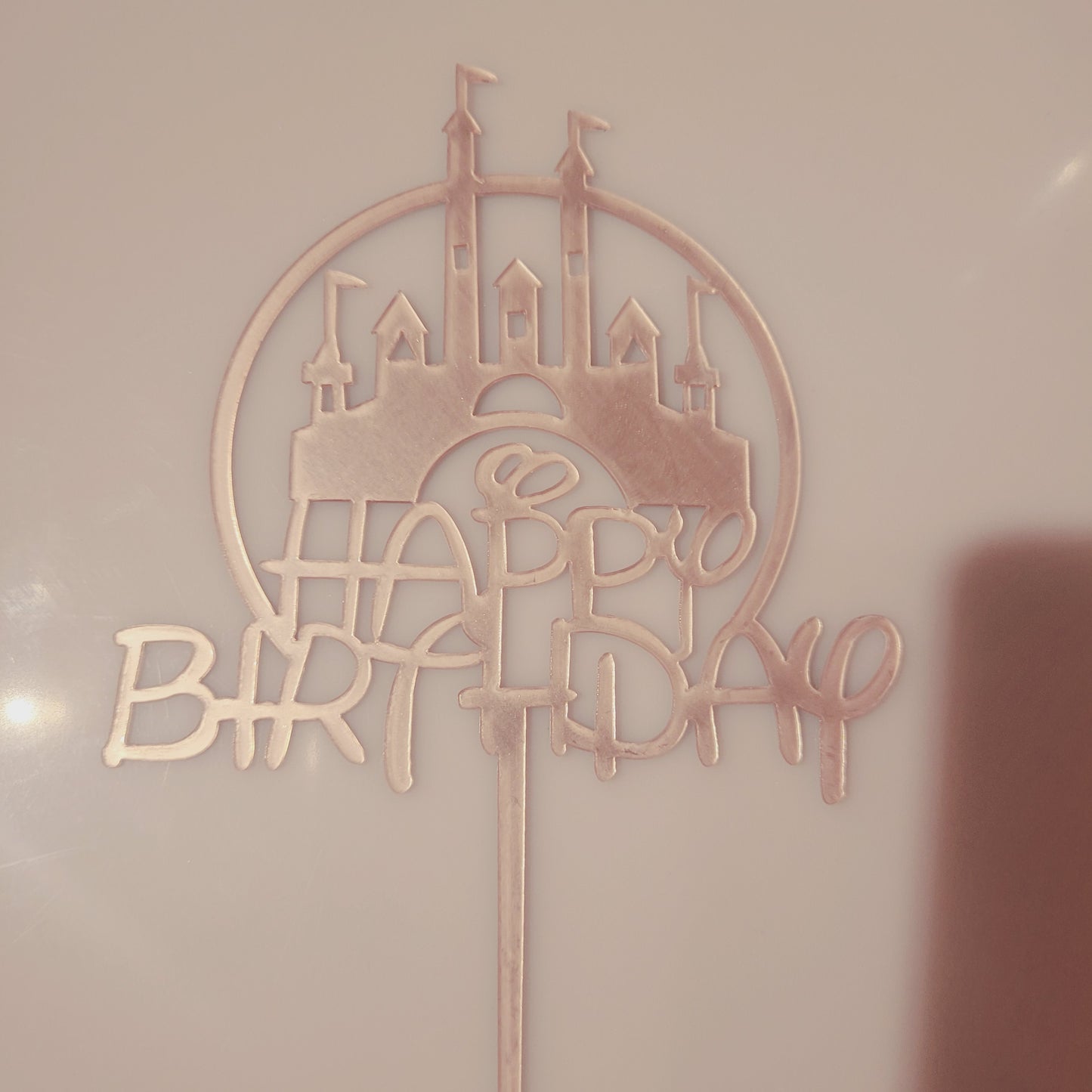 Tortenstecker Schloss Disney Happy Birthday rose gold