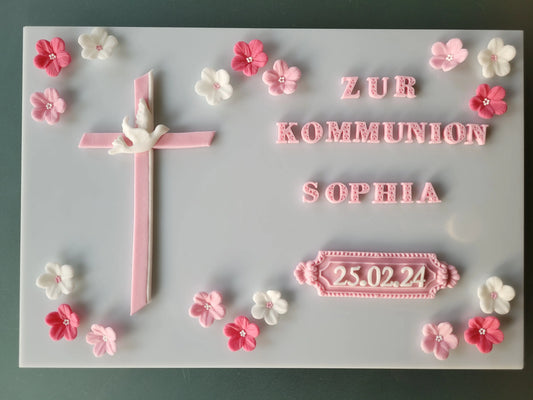 Feines Kreuz mit Taube - essbares Tortenset - Funny Bake