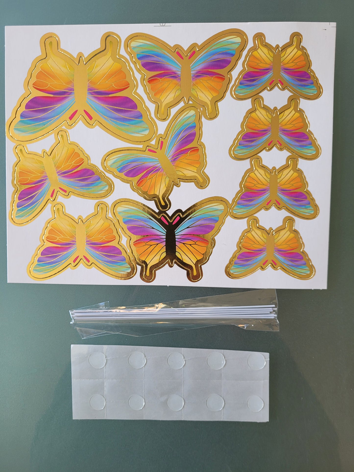 Schmetterlinge bunt Regenbogen Tortenstecker Papierdeko