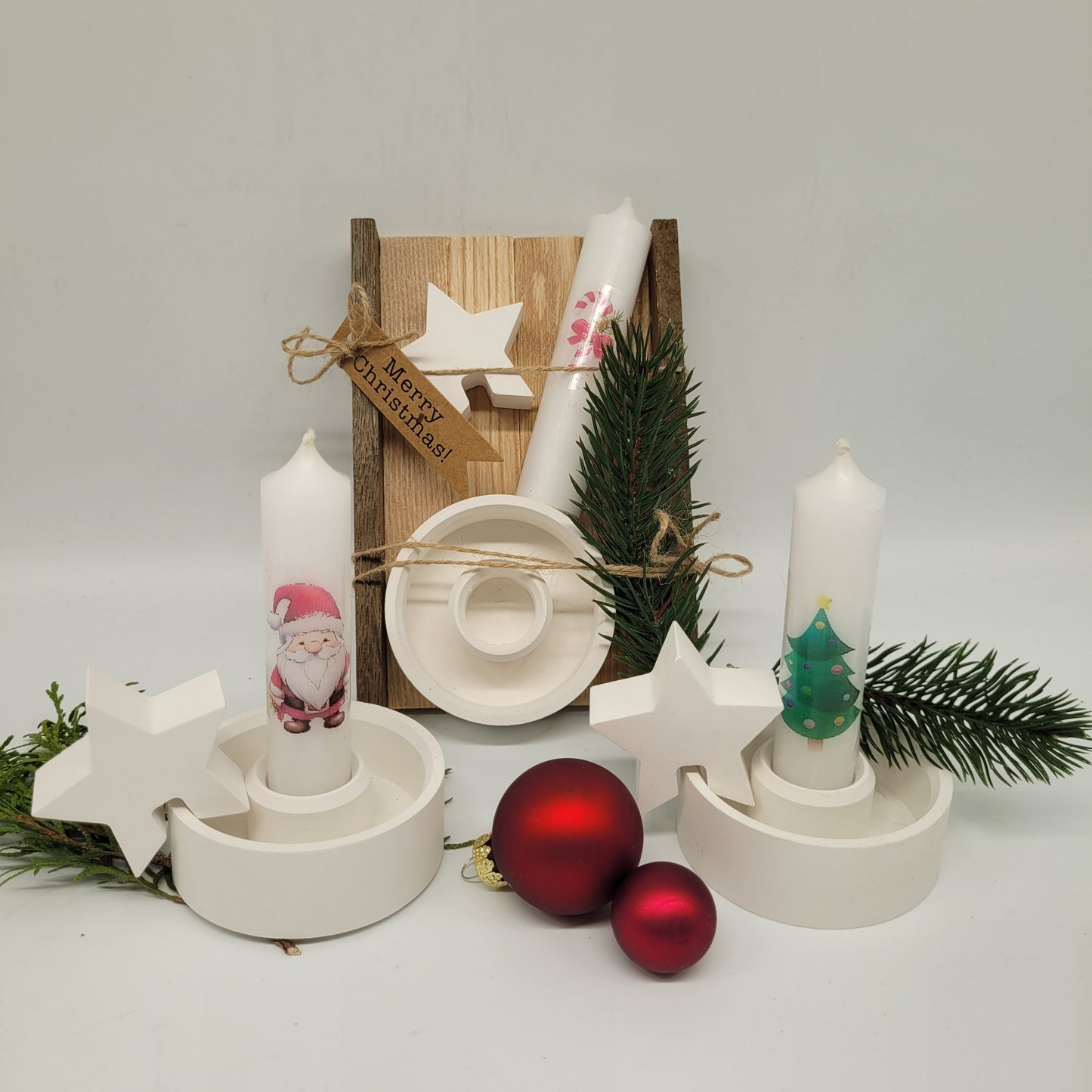 Geschenkset Kerzenhalter mit Kantenhocker und Kerze