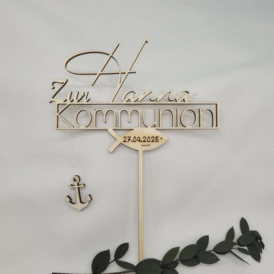 Tortenstecker Zur Kommunion Holz personalisiert - Funny Bake