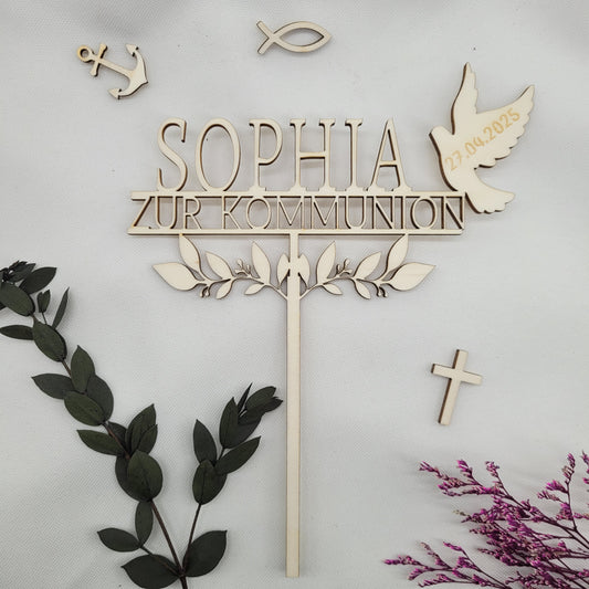 Tortenstecker Zur Kommunion Filigran mit Taube