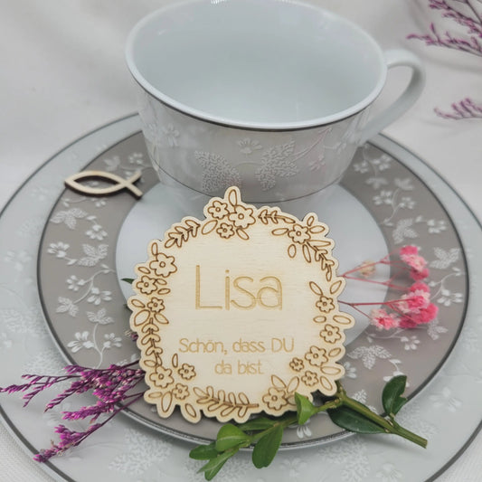 Platzkarte/ Sitzkarte aus Holz mit Name Muster 3 - Funny Bake