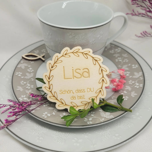 Platzkarte / Sitzkarte aus Holz mit Name Muster 1 - Funny Bake