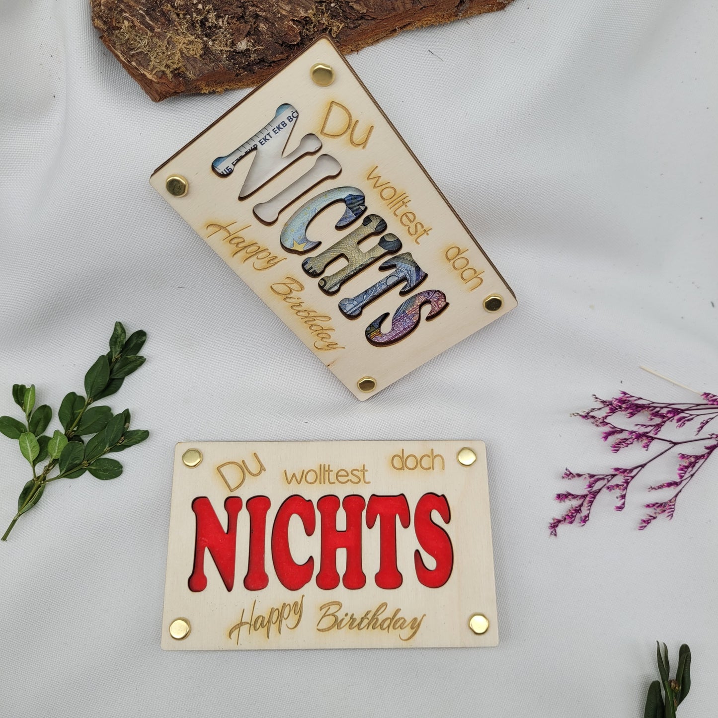 Geldkarte Nichts Holzkarte Geschenkarte Karte Geburtstag