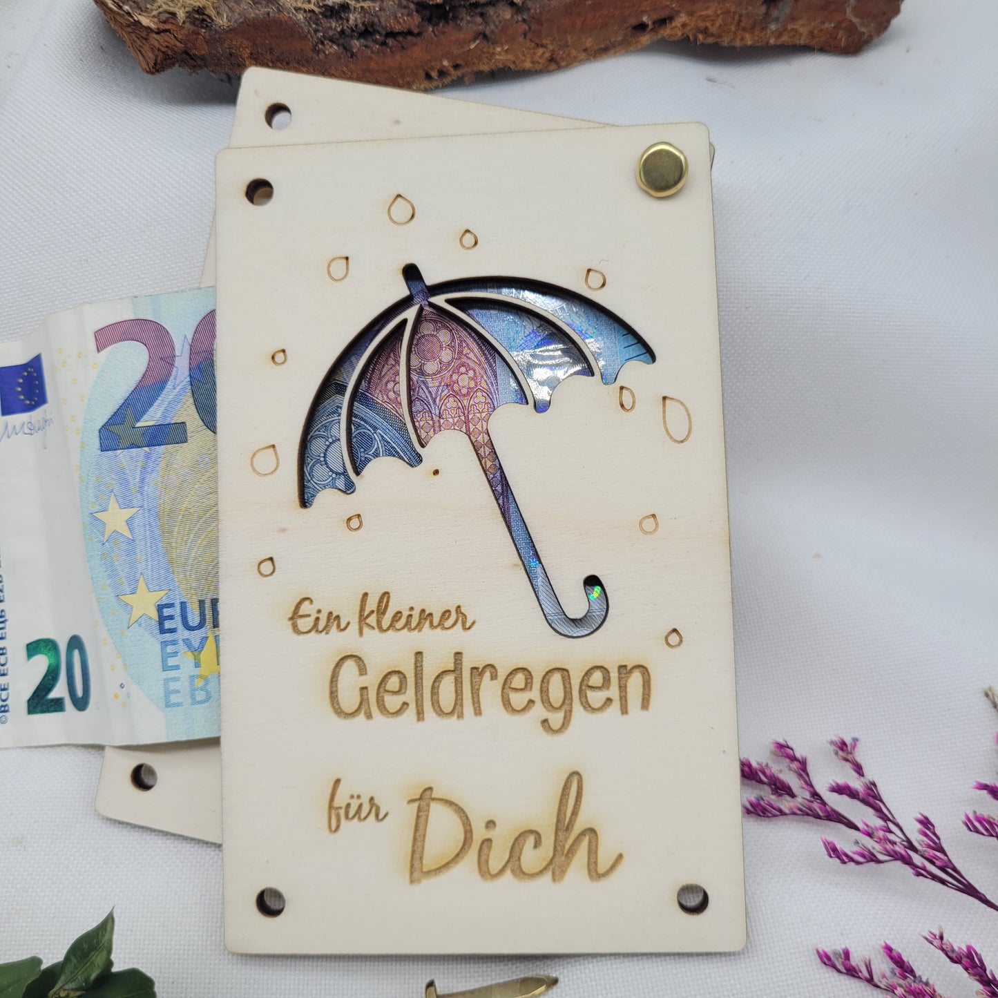 Geldkarte geschenkkarte holzkarte Geldregen Geburtstag Karte Glückwunsch Happy Birthday