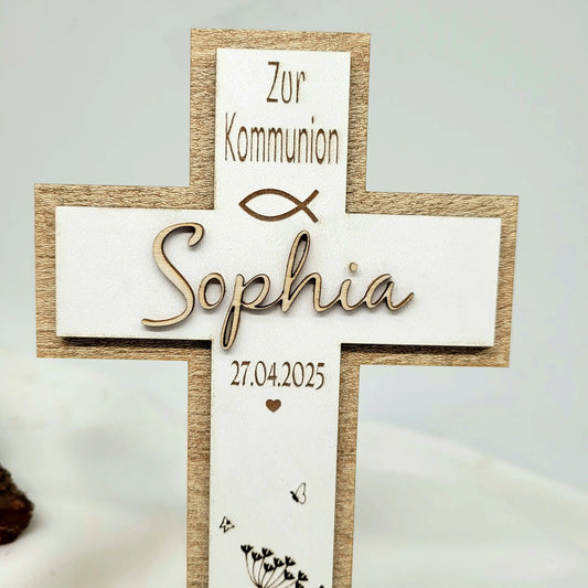 Holzkeuz mit Standfuß Kommunion - Funny Bake