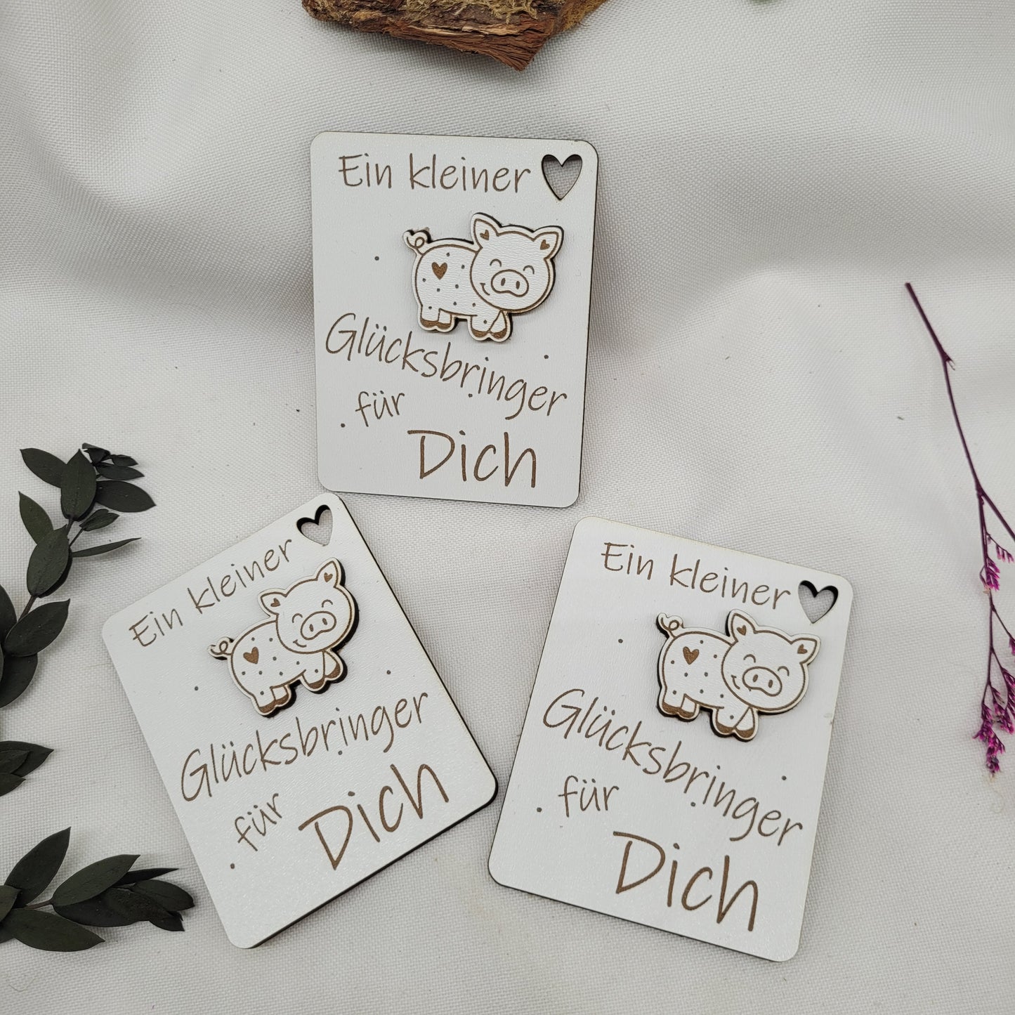 Geschenkkarte Holzkarte Glücksbringer