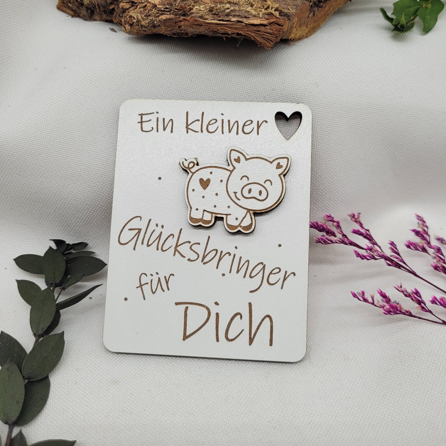 Geschenkkarte Holzkarte Glücksbringer
