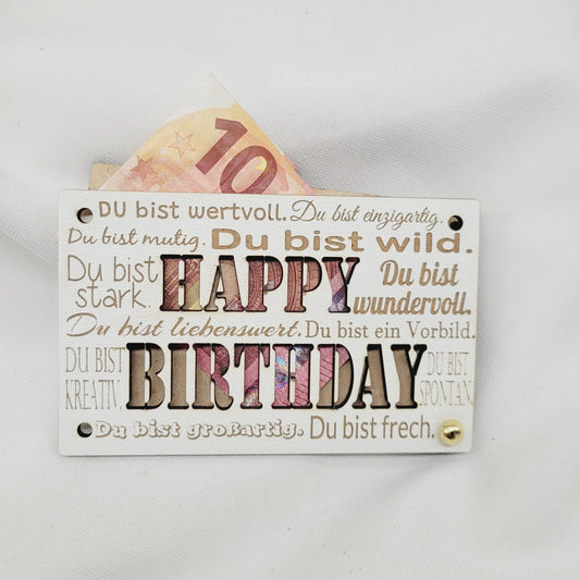 Glückwunschkarte Happy Birthday Holzfaser - Funny Bake