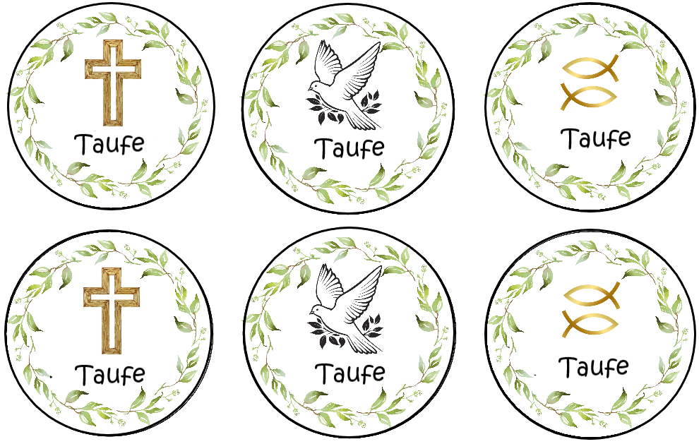 Muffinaufleger Taufe Taube-Kreuz-Fische