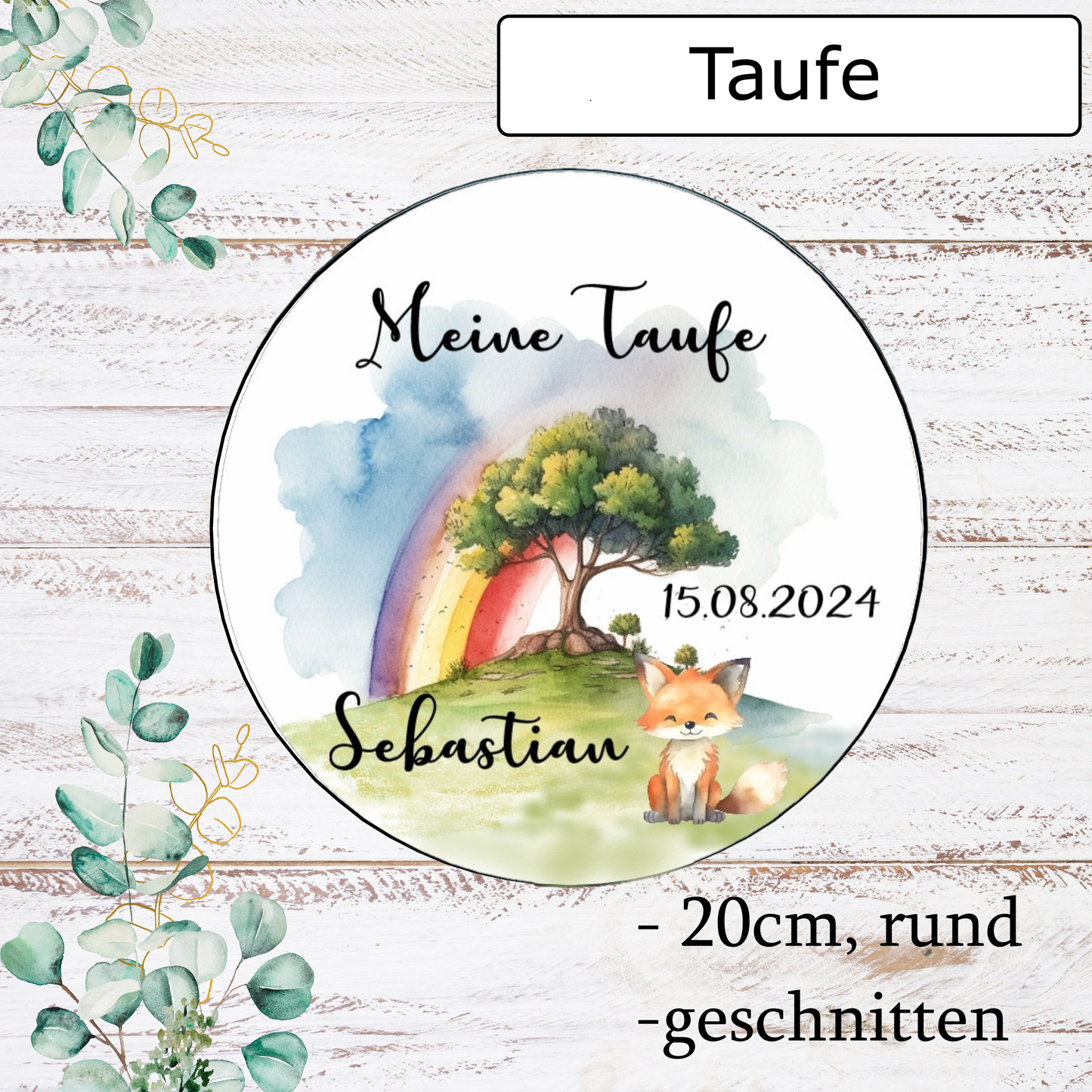 Tortenaufleger-Baum-Fuschs-essbar-Tortendeko-Regenbogen-Oblate