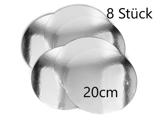 Tortenunterlage silber 20cm silber glänzend 8 Stück