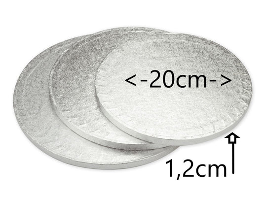 Cakeboard-silber-rund-20cm-Kuchen-platte-Torte-Unterlage