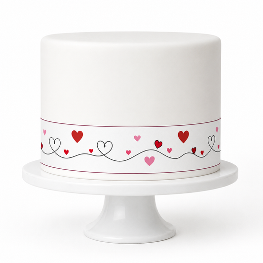 Tortenband Herzen – essbares Zuckerpapier für Hochzeit, Liebe & Valentinstag
