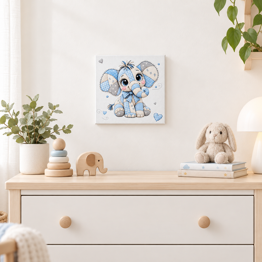 Leinwandbild Elefant Patchwork – personalisierbar