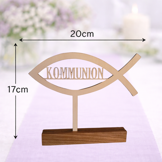 Tischaufsteller Kommunion Fisch – Tischdeko aus Holz