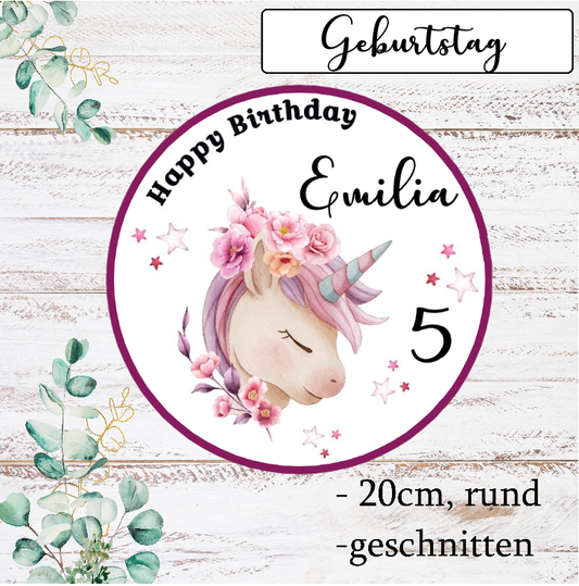 Tortenaufleger Einhorn Aquarell