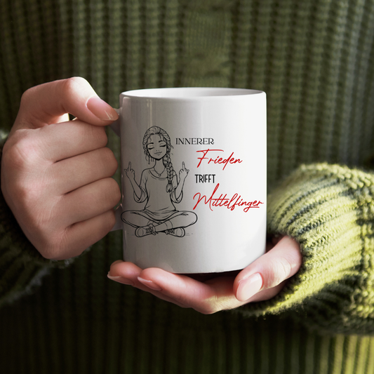 Tasse Innerer Frieden trifft Mittelfinger – Keramik Kaffeetasse