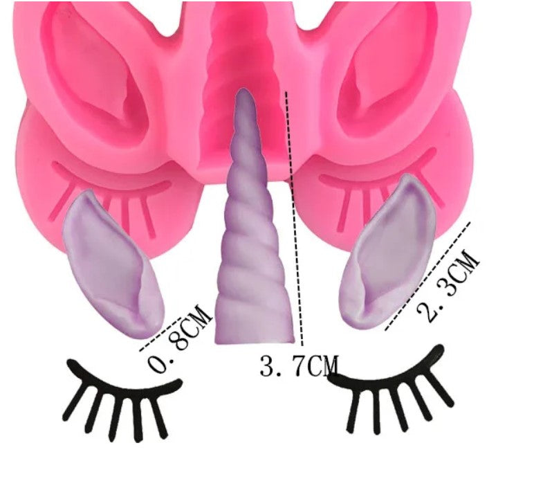 Silikonform Einhorn Horn, Ohren, Augen