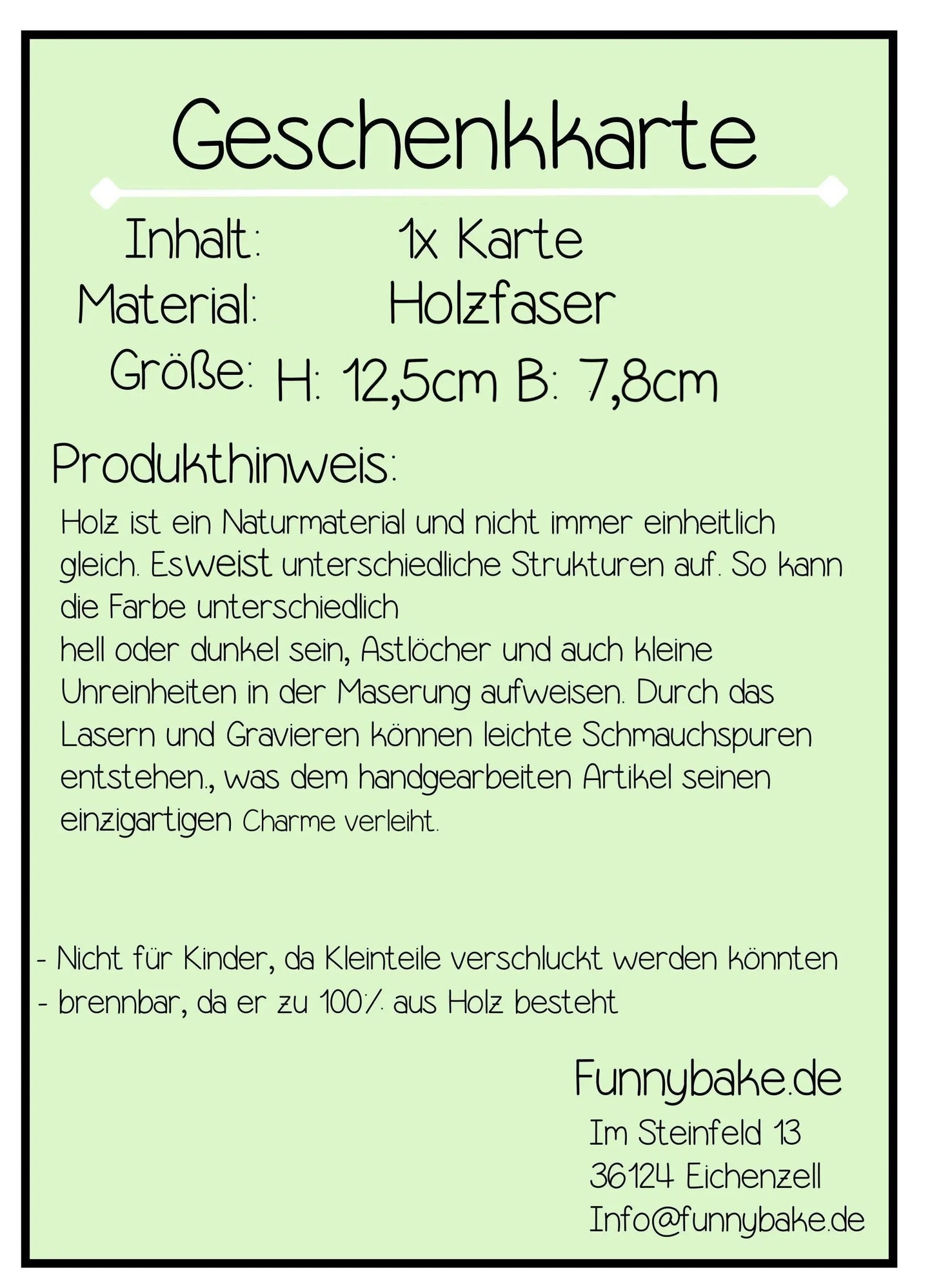 Glückwunschkarte Happy Birthday Holzfaser - Funny Bake