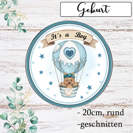 Tortenaufleger "It´s a Boy" Bär im Ballon
