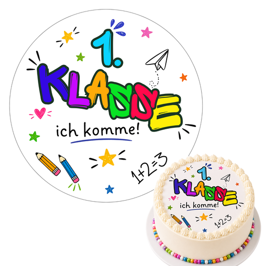 Tortenaufleger Einschulung – 1. Klasse ich komme!