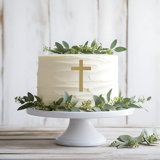 Tortenstecker Kreuz gold , klein