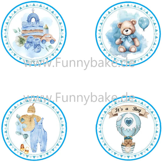 Muffin Aufleger Baby Blau Gender Reveal - Funny Bake