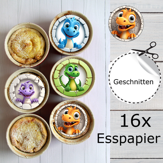 Muffin Aufleger Dinos - 4 Motive 16 Stk.
