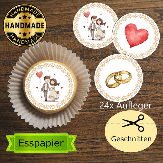 Muffinaufleger Hochzeit gezeichnete Elemente