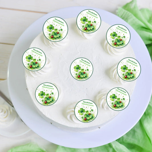 Muffinaufleger - Herzlichen Glückwunsch- Kleeblatt - Funny Bake