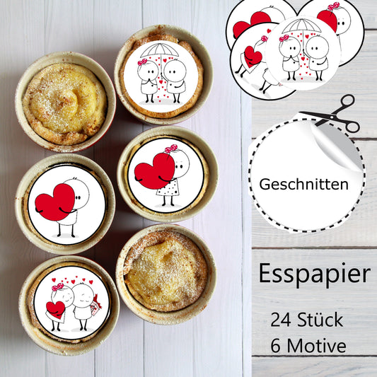 Muffin Aufleger Valentinstag süße Strichmännchen