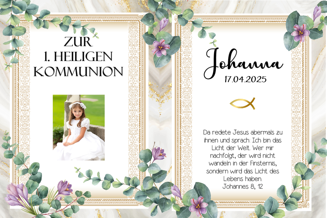 Tortenaufleger Kommunion mit Bild Blechkuchen
