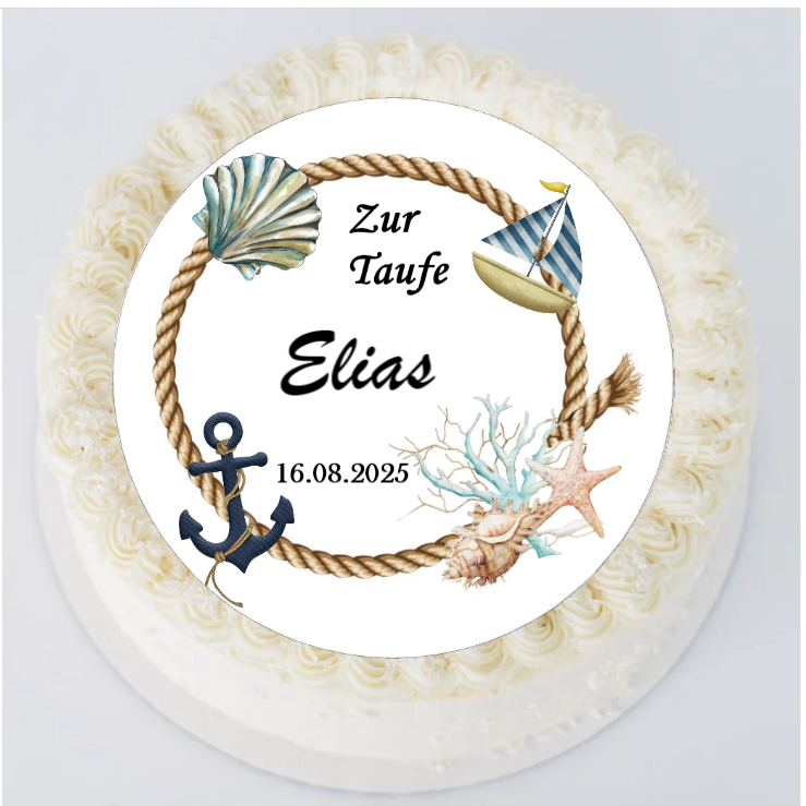 Aufleger Taufe Meer Boot essbar Oblate
