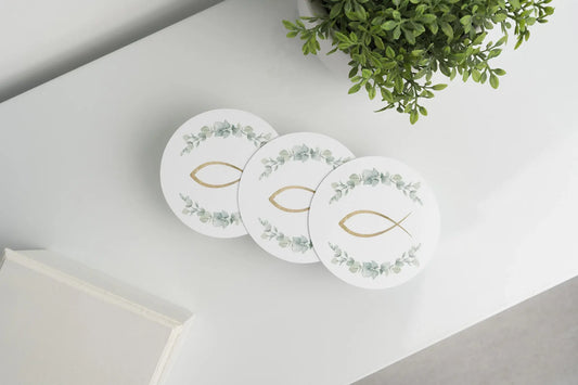 Untersetzer Holzfaser Fisch mit Eukalyptus Ornament - Funny Bake