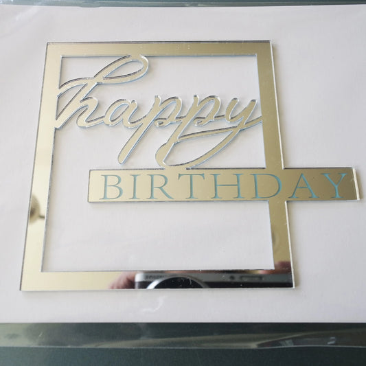 Torten-Kuchen-Stecker-eckig-silber-happy-Birthday-seitlich-montiert