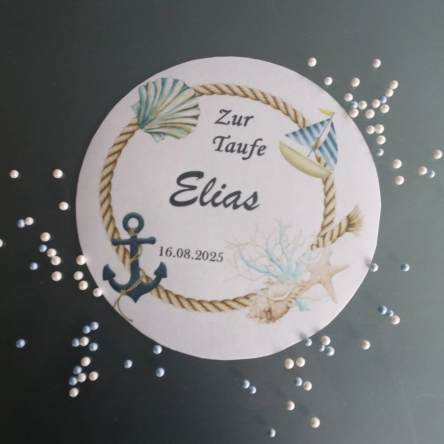 Aufleger Taufe Meer Boot essbar Oblate - Funny Bake