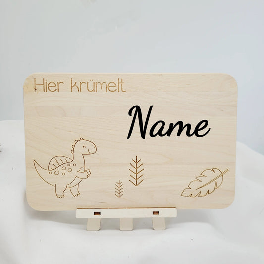 Frühstücksbrett Dino mit Name - Funny Bake