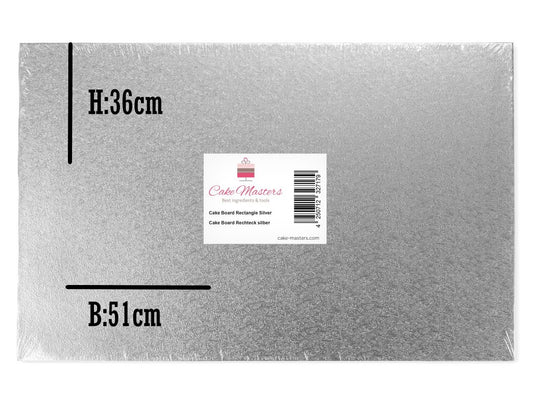 Torten-Kuchen-Unterlage-Platte-Cakeboard-rechteckig-silber-stabil-gross
