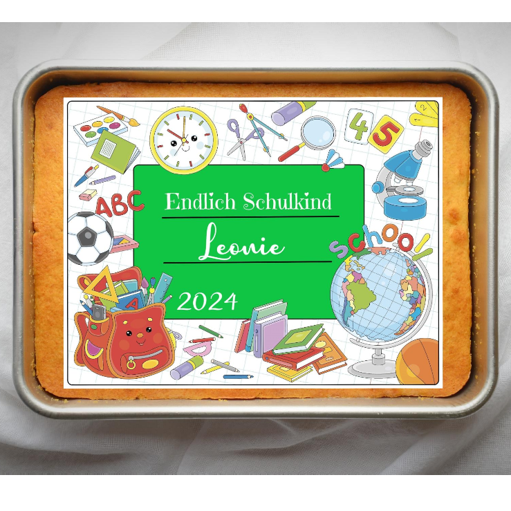 Tortenaufleger Einschulung für Blechkuchen