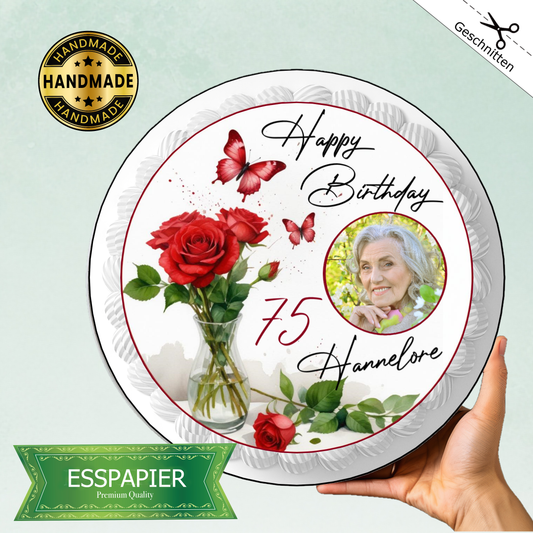 Tortenaufleger Rosenstrauß mit Foto