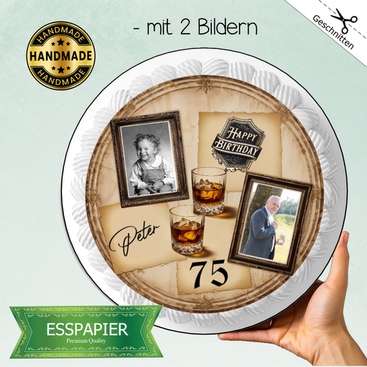 Tortenaufleger Geburtstag Mann mit 2 Bildern