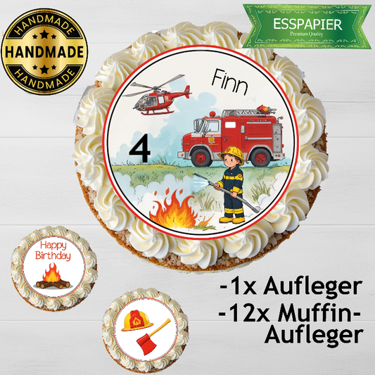 Tortenaufleger+Muffin Set Feuerwehr