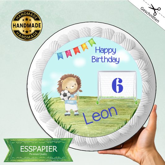 Tortenaufleger Fußball Löwe gezeichnet