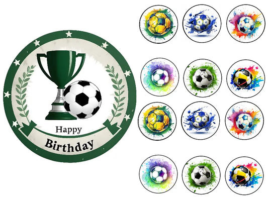 Tortenaufleger+Muffin Aufleger Fußball Happy Birthday - Funny Bake