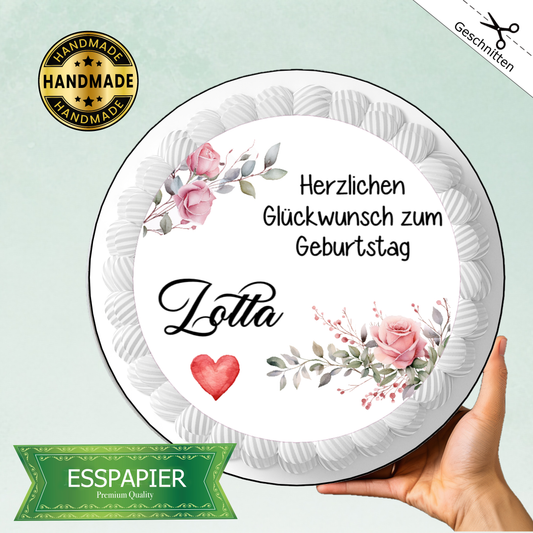 Tortenaufleger Herzlichen Glückwunsch mit Rosen