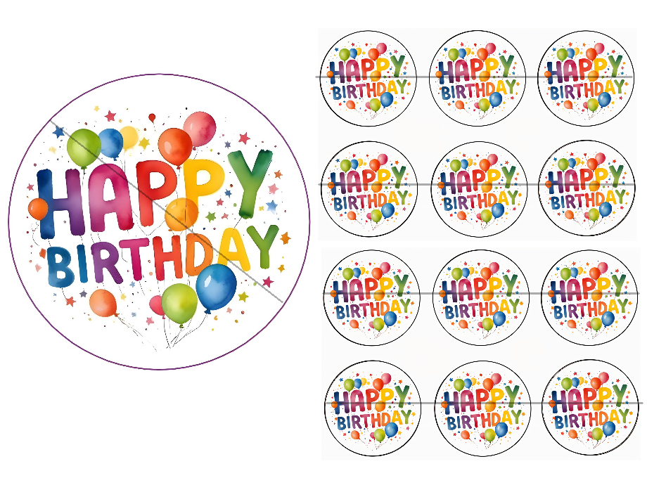 Tortenaufleger Set Happy Birthday "bunt"