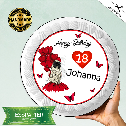 Tortenaufleger Girl mit Ballons